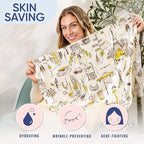 Blissy Silk Pillowcase - 100% Pure Mulberry Silk - 22 Momme 6A High-Grade Fibers - Silk Pillow Cover for Hair & Skin - Regular, Queen & King (Nicole Miller - NY to Paris, Standard)