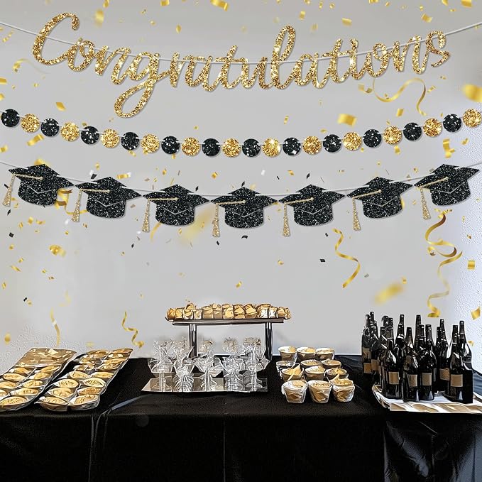 Pre-Strung Congratulations Banner, 2026 Graduation Banners, Class of 2026 Black - Image 5