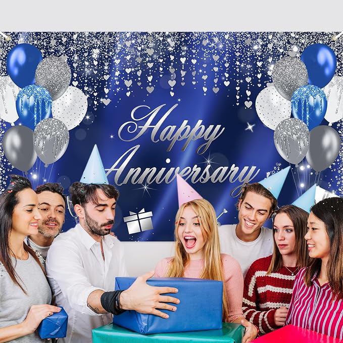 Avezano Happy Anniversary Banner Glitter Happy Anniversary Decorations - Image 5