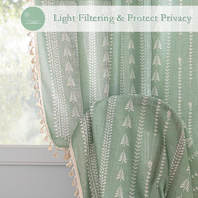 Boho Sage Green Curtains - Image 7