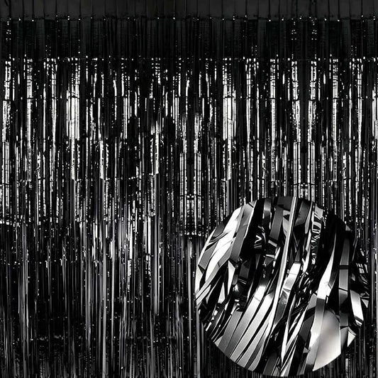 Black Foil Fringe Curtain by EUFARS