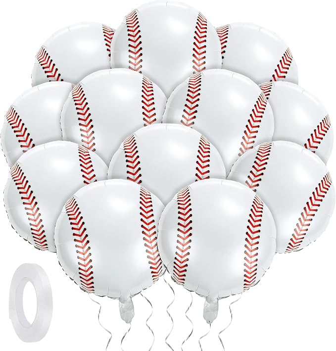 Fovths 12 Pieces Inflatable Baseball Balloons 18 Inches Baseballs Foil Balloons by Fovths