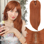 Hair Topper for Women Clip in Bangs – 18 Inch Medium Length Straight 360° Full Coverage Ginger,Synthetic Natural Looking Piece for Thinning Hair