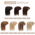 Hair Toppers for Women Real Human Hair With Bangs, 13 * 15 cm Larger Silk Base 150% Density Clip In Topper Hairpieces, Wiglet Top Pieces Add Volume -12 Inch 04 Medium Brown
