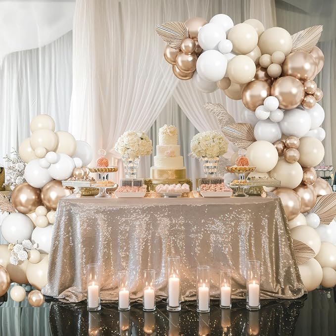 Neutral Balloon Arch Kit 142Pcs Cream White Champagne Gold Balloons Garland Kit - Image 7