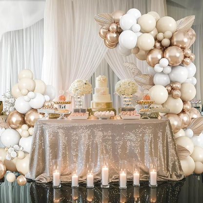 Neutral Balloon Arch Kit 142Pcs Cream White Champagne Gold Balloons Garland Kit - Image 7