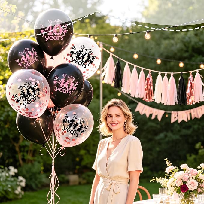 Black Whiet Confetti Balloons, - Image 7