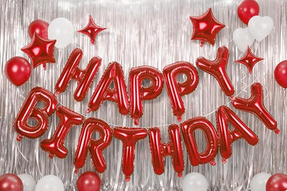Red Happy Birthday Balloons Banner Sign Mylar letter Party Decoration | include - Image 4