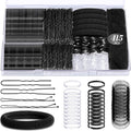 415pcs Bobby Pins Hair Pins Set, IKOCO 200pcs U Shaped Pins & Elastic Hair Ties for Women with Hair Net, Black