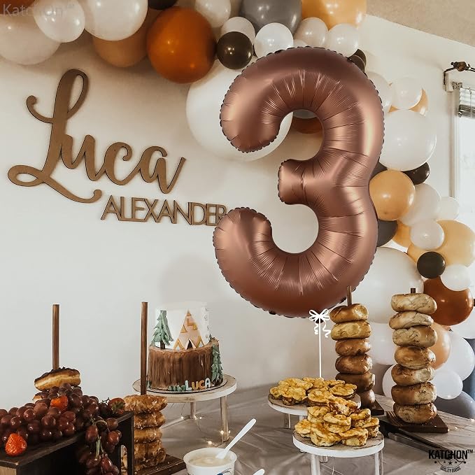 KatchOn Coffee Brown Number 3 Balloon 40 Inch | Brown 3 Balloon Number - Image 6