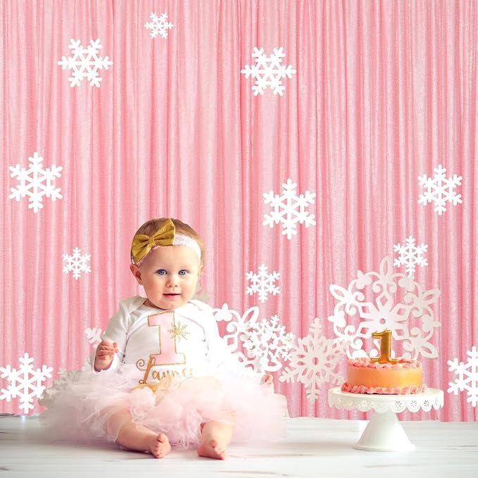 ShinyBeauty Sequin Backdrop 8ftx10ft Baby Pink Sequins Fabric Drapes Sparkle by ShinyBeauty