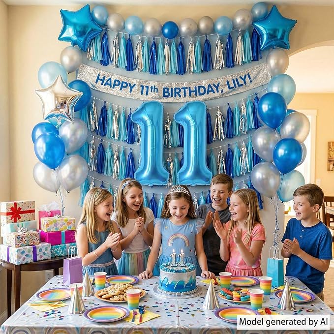 Light Blue Number 11 Balloon 40 Inch, Foil Numeral - Image 6