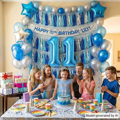 Light Blue Number 11 Balloon 40 Inch, Foil Numeral - Image 6