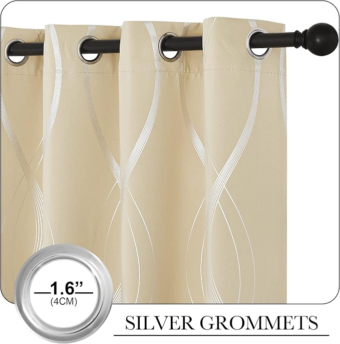 NICETOWN Bedroom Curtains Small Blackout Panels, Biscotti Beige, 42 by 40 Inch - Image 2