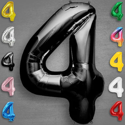Black Number Balloon 4 Mylar Foil Balloons 40 inch - Image 2