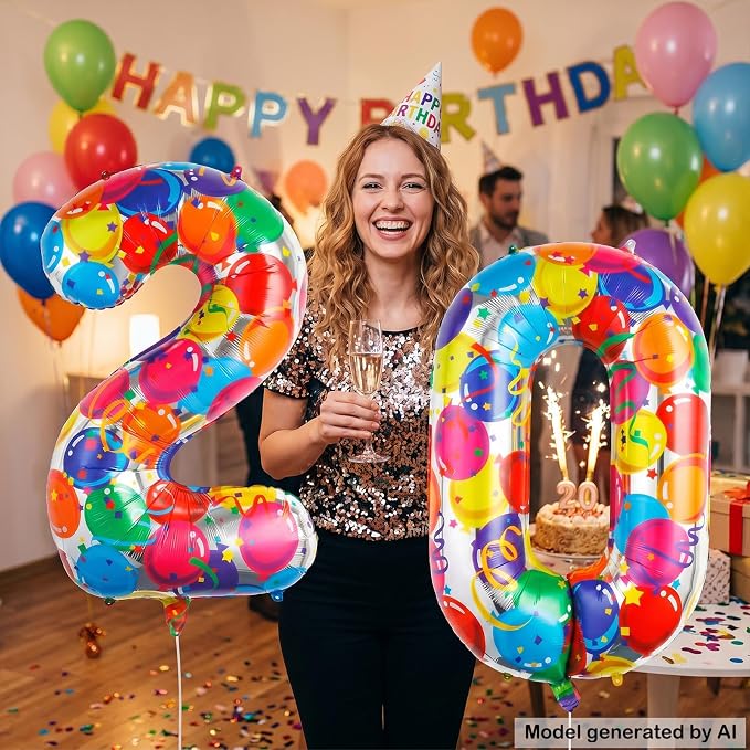 40 Inch Number 20 Balloon Set Large Foil Balloons - Image 5