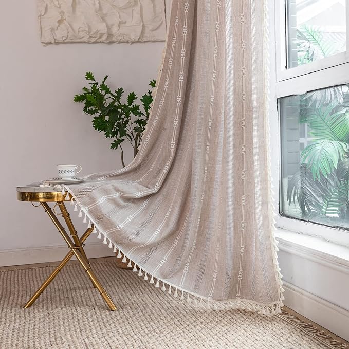 Linen Curtains 63 Inch Length 2 Panels by BCLBUSTE