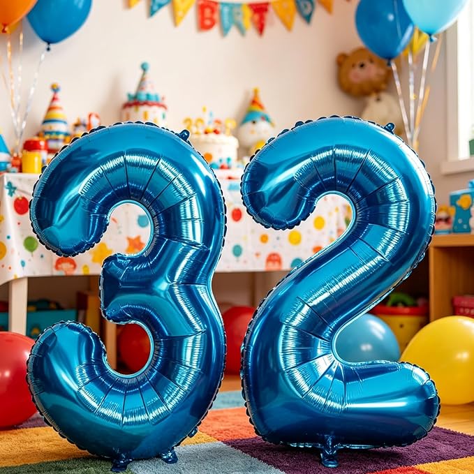 10 Pcs Number Balloons 32 Inch Blue 0-9 Number Mylar Foil Balloons Blue Custom - Image 3