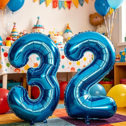 10 Pcs Number Balloons 32 Inch Blue 0-9 Number Mylar Foil Balloons Blue Custom - Image 3