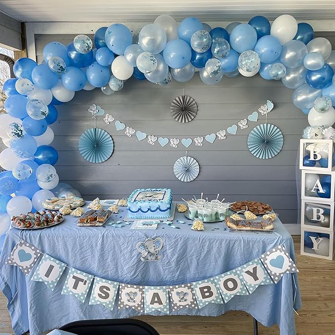 Metallic Blue White Balloons, 60 Packs 12 Inch Royal Blue Baby Blue Confetti - Image 6