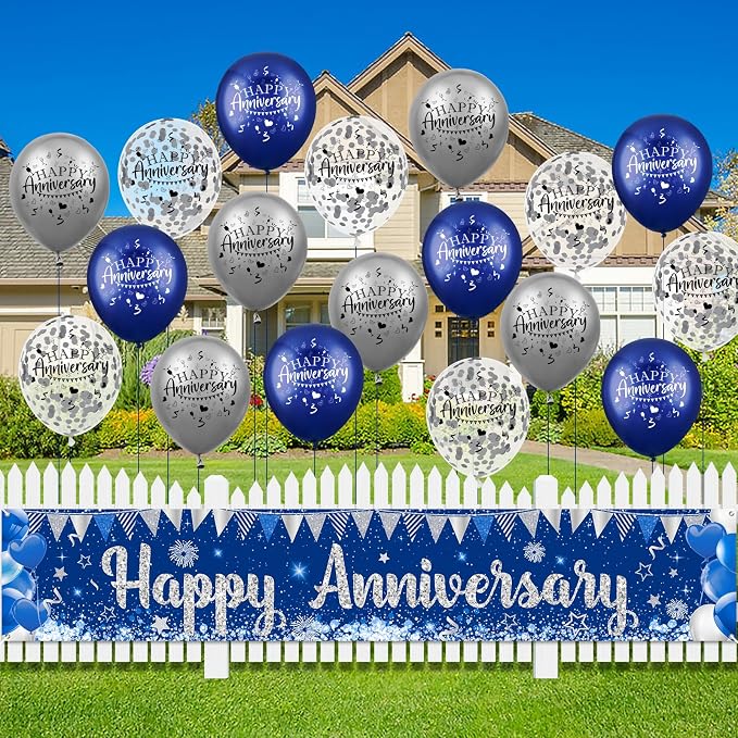 Blue Happy Anniversary Decorations - Image 7