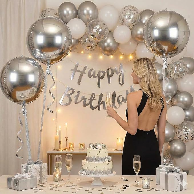6pcs Silver Foil Balloons 22inch Round Balloons - Image 2