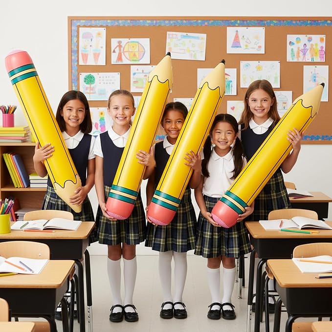 Large Inflatable Yellow Pencil Balloons, 27 Inch First Day of School Giant - Image 5