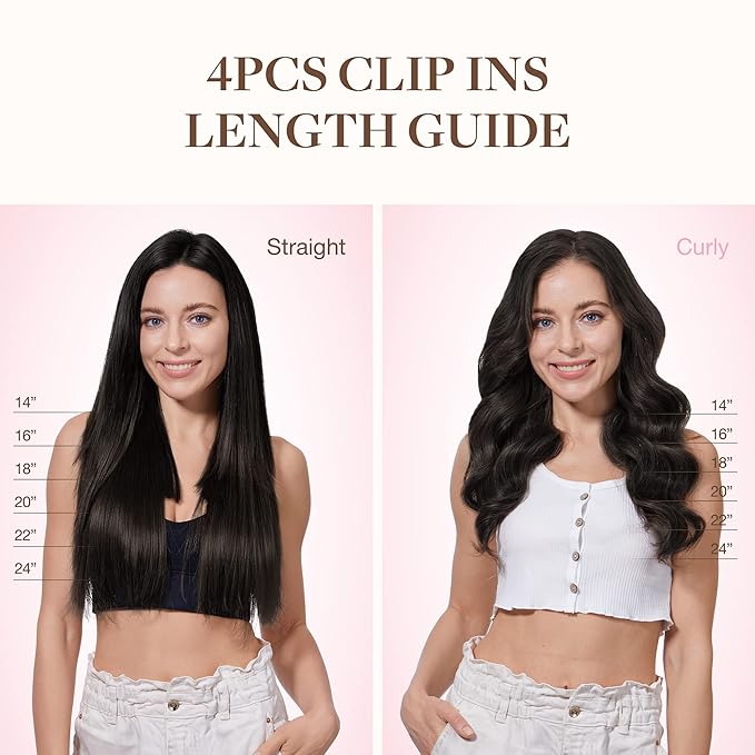 GOO GOO Clip in Hair Extensions Real Human Hair, Remy Human Hair Extensions Clip ins for Women, Natural Human Hair, 18inch 70g 4Pcs, 2 Dark Brown