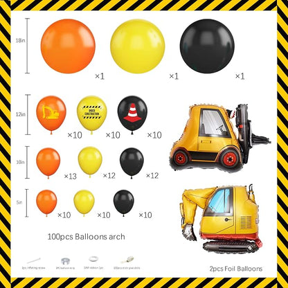102pcs Construction Birthday Party Decorations Balloon Garland Arch Kit - Image 2