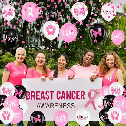 Tiamon 45 Pcs Breast Cancer Awareness Balloons Breast Cancer Party Supplies - Image 6