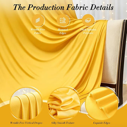 30 ft x 10 ft Wrinkle Free Yellow Backdrop Curtain - Image 6