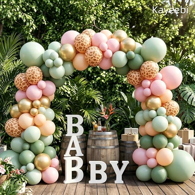 Sage Green Pink Gold Balloons Wild One Birthday Decorations 12inch Light Pink - Image 2