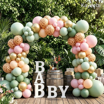 Sage Green Pink Gold Balloons Wild One Birthday Decorations 12inch Light Pink - Image 2
