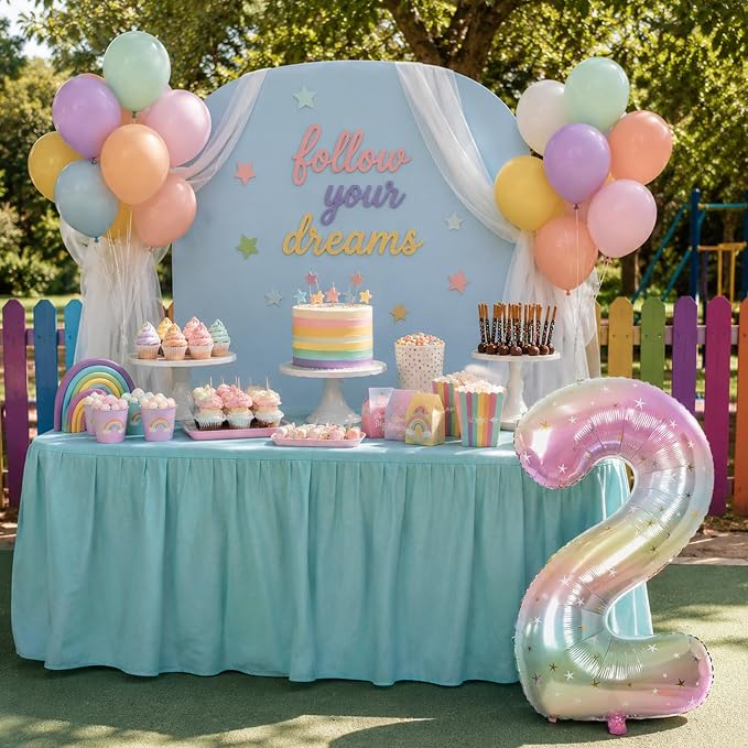 40'' 2 Balloon Number, Large Rainbow Foil Number 2 Balloons Birthday Party Decor - Image 6
