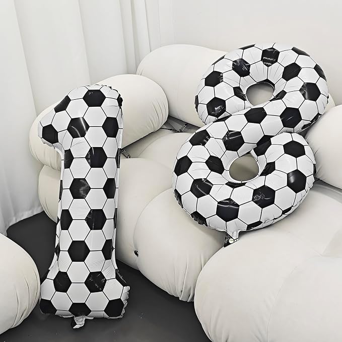 Black White Soccer Number 7 Balloon 7nd Birthday Decoration 40in 7 Balloon | - Image 4