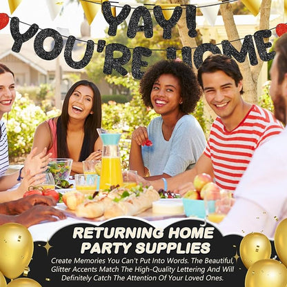 Fulmoon Pre Strung Yay You're Home Banner Glitter Welcome Home Party - Image 7