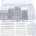 Teenitor 300pcs Silver Bobby Pins Hair Pins Kit, 100pcs Bobby Pins 100 Hair Pins for Women for Buns, 100pcs Hair Bands, 2" 2.36", Silver Bobb y Pins for Gray Hair 2" 2.75"