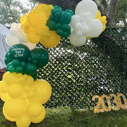 Green and Yellow Balloons, 12 Inch Dark Green Yellow and White Confetti Balloons - Image 8
