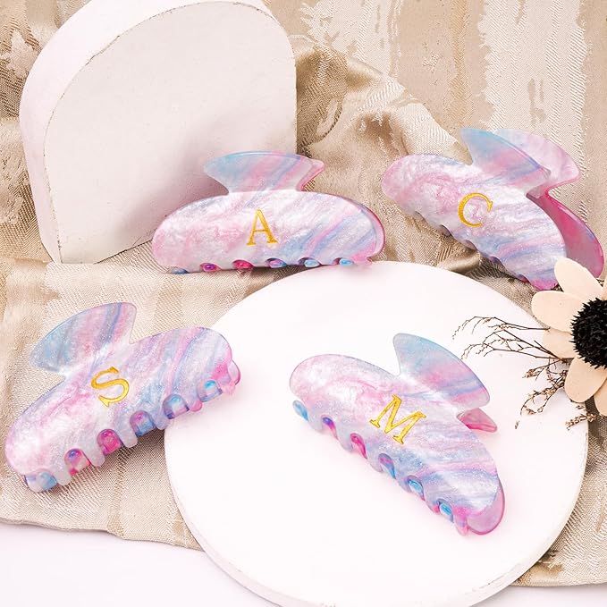 Birthday Gift for Girls Initial Hair Clips Personalized Hair Claws Teacher Gifts for 3 4 5 6 7 8 9 10 11 12 13 Year Old Girls - Lavender,J