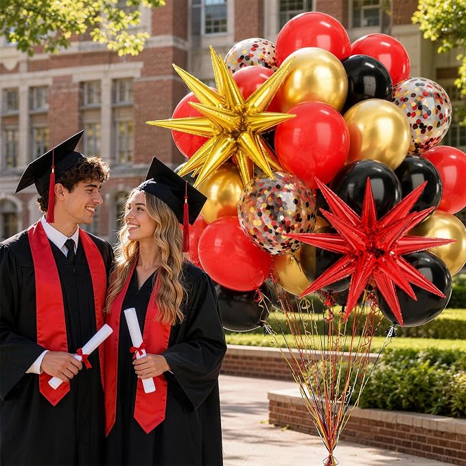 Red Black and Gold Balloons 12 Inch Casino Party Balloons Decorations | Red - Image 4