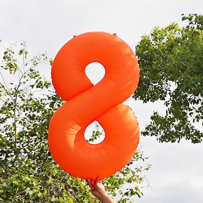 Orange Birthday Number 9 Balloon 40 inch Fluorescent Orange Number 9 | Helium - Image 6
