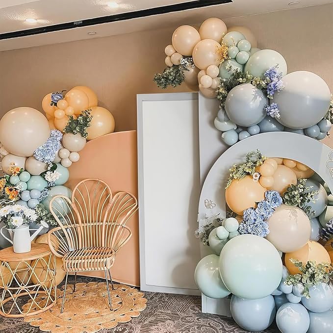 Jobkoo Sage Green Dusty Blue Balloons, 12 Inch Retro Slate Light Blue Olive - Image 5
