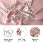 LUKACY 6 Pack Large Metal Hair Claw Clips - 4 Inch, Perfect Big silver claw clips hair clips for Women and Thinner, Thick hair styling,Strong Hold, Fashion Hair Accessories (Style 1 Silver)