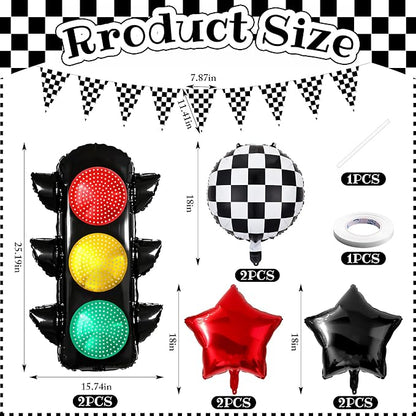 Race Car Party Decorations Set – Includes Traffic Light Balloons, Checkered - Image 5