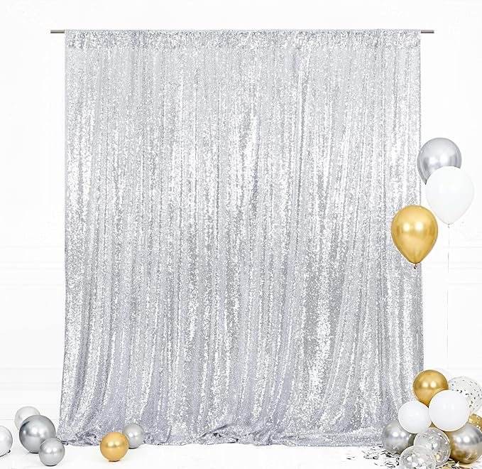 Eternal Beauty Silver 3mm Sequin Backdrop 8x8 Ft by EternalBeauty