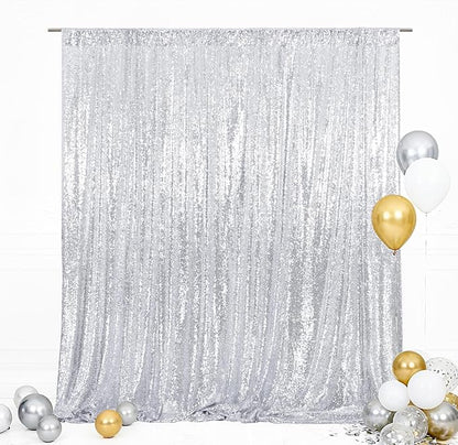 Eternal Beauty Silver 3mm Sequin Backdrop 8x8 Ft by EternalBeauty