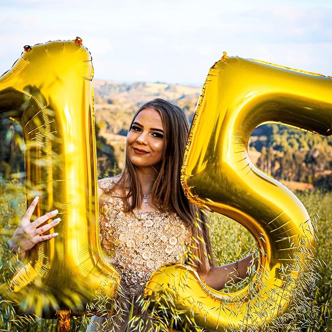 40In Large Gold Number Balloon 1 Aluminum Foil Mylar Big Number Balloon 0-9 | - Image 2