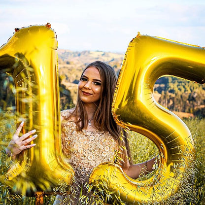 40In Large Gold Number Balloon 9 Aluminum Foil Mylar Big Number Balloon 0-9 | - Image 3
