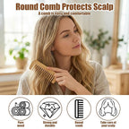 3 Pcs Bamboo Comb for Hair Growth, Natural Handmade Bamboo Anti-Static Combs Set - Wide Tooth, Rat Tail & Fine Tooth, Natural Nan Zhu Bamboos Wooden Combs for Hair & Beard, Travel Friendly