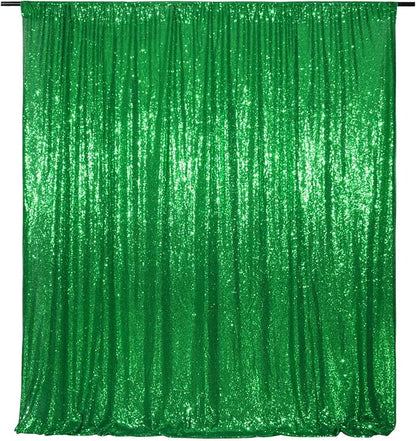 Poise3EHome Green Sequin Backdrop Curtain, 10Ft x 10Ft Green Glitter Backdrop by Poise3EHome